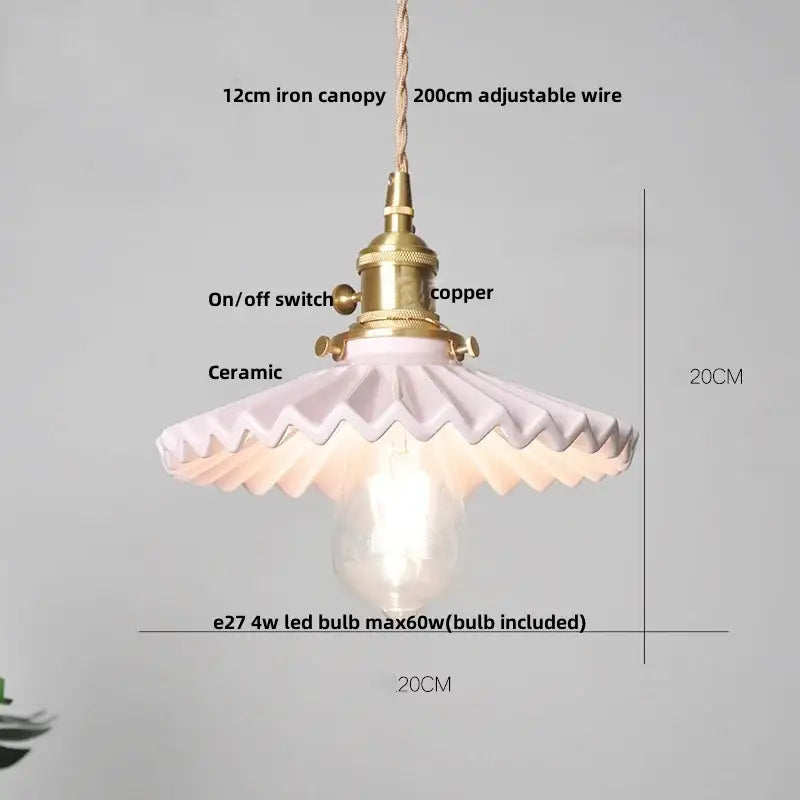 DecorBites™ Brown Wood LED Pendant Lamp Ceramic Nordic Hanging Light Fixtures