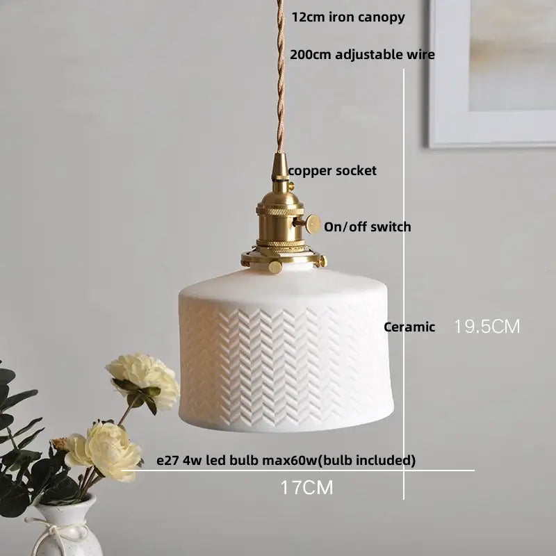 DecorBites™ Brown Wood LED Pendant Lamp Ceramic Nordic Hanging Light Fixtures