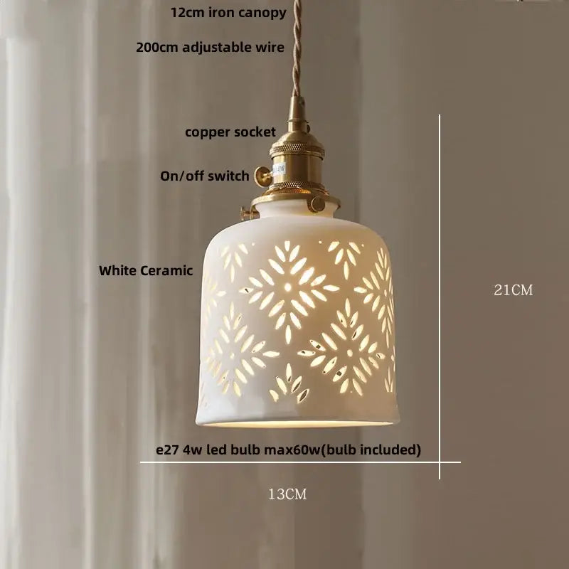 DecorBites™ Brown Wood LED Pendant Lamp Ceramic Nordic Hanging Light Fixtures