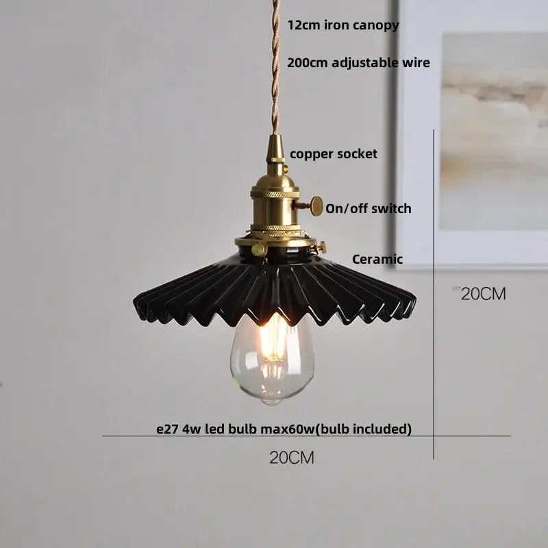 DecorBites™ Brown Wood LED Pendant Lamp Ceramic Nordic Hanging Light Fixtures
