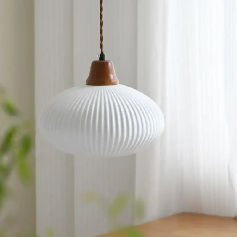 DecorBites™ Brown Wood LED Pendant Lamp Ceramic Nordic Hanging Light Fixtures