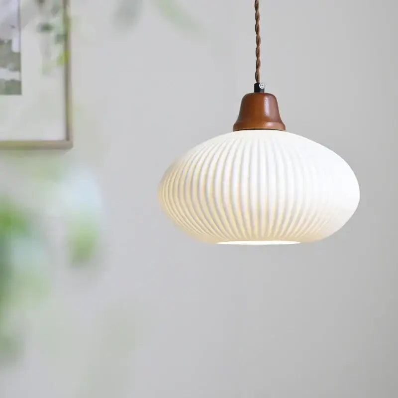 DecorBites™ Brown Wood LED Pendant Lamp Ceramic Nordic Hanging Light Fixtures