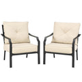 2 Pieces Patio Dining Set with Padded Cushions Armrest Steel Frame