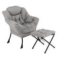 Modern Accent Chair with Folding Footrest and Head Pillow