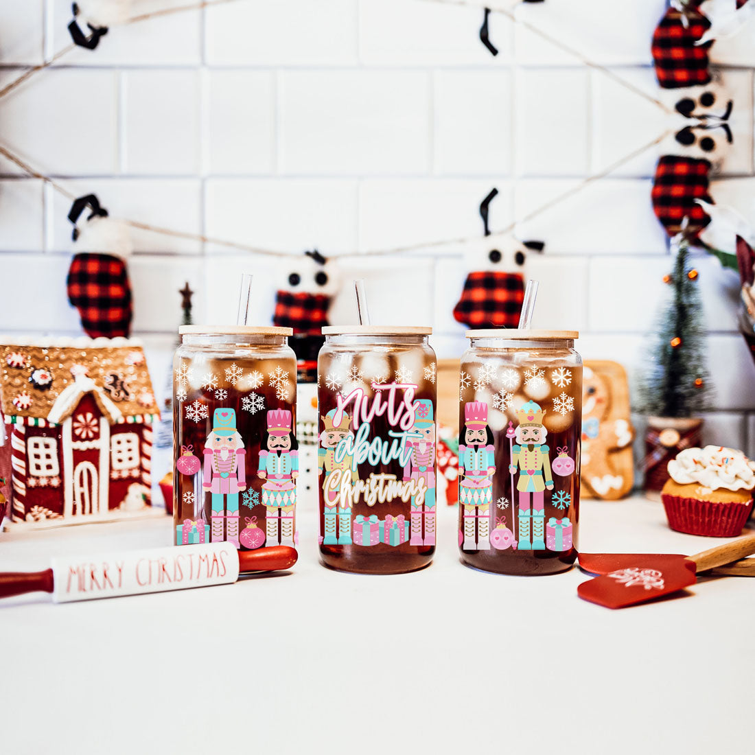 Nutcracker Pastel Holiday Nuts 17oz Tin Festive Christmas Gift Jar For Parties