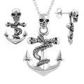 Octopus Skull Anchor Necklace And Stud Earrings Gothic