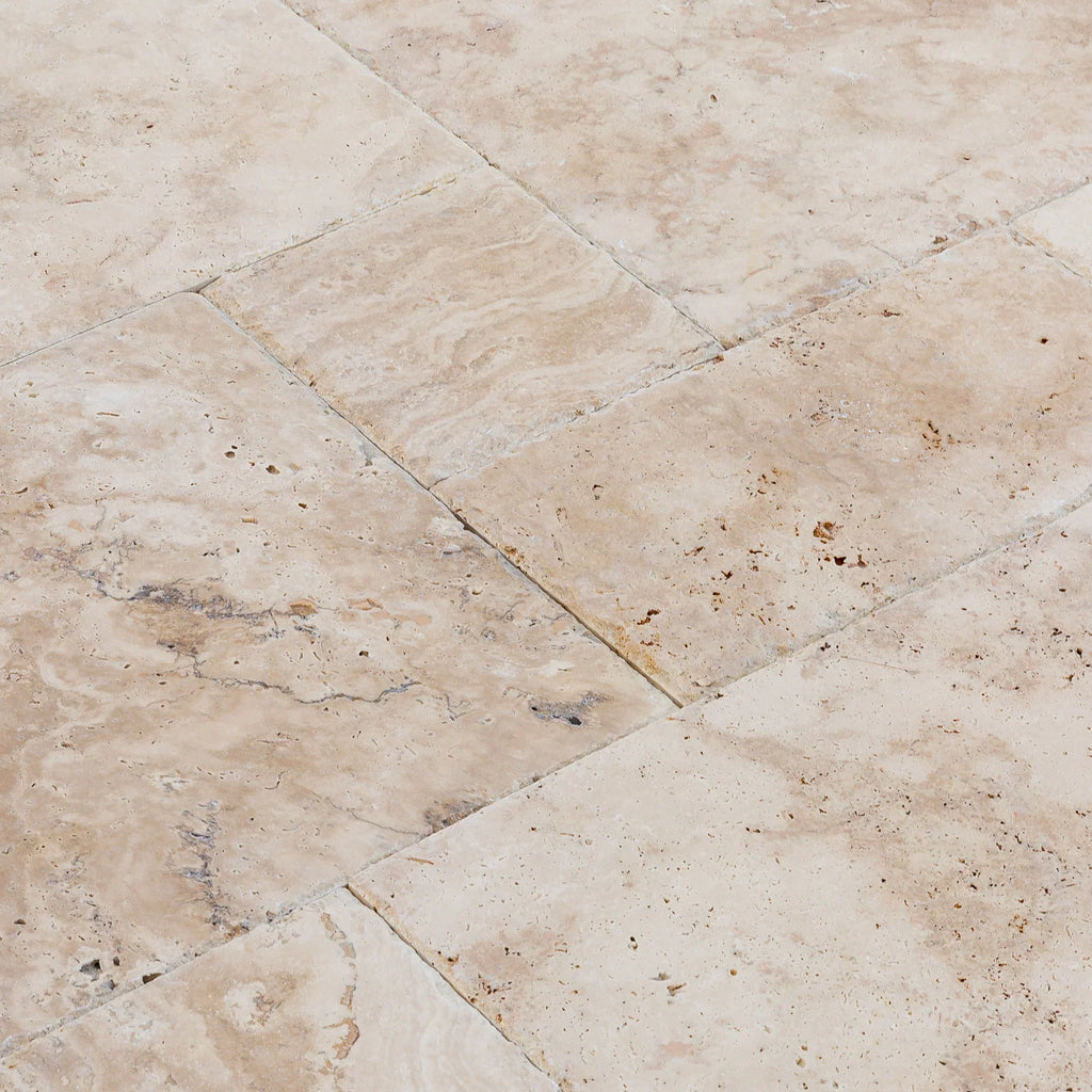 Olympus Beige Travertine Tiles French Pattern Brushed and Chiseled