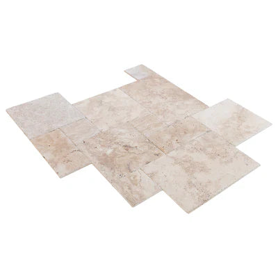 Olympus Beige Travertine Tiles French Pattern Brushed and Chiseled