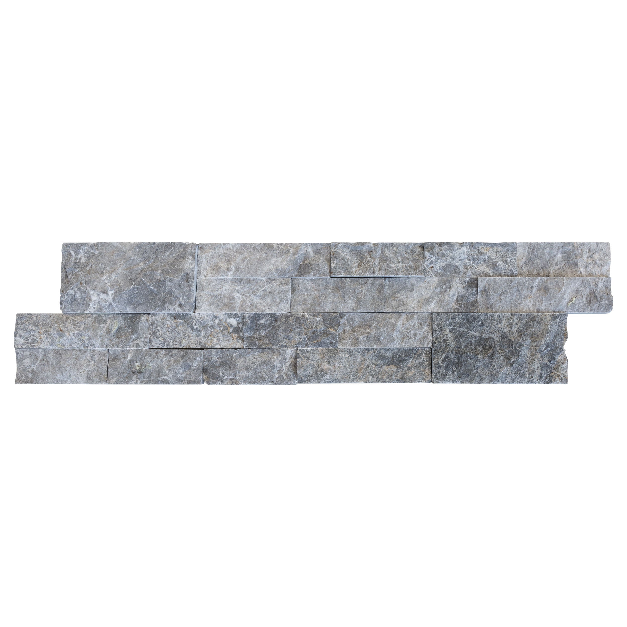 Silver Shadow Marble Split Face Ledger Panel 6x24 - Contemporary Elegant Modern Design