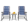 3 Pcs Outdoor Folding Rocking Chair Table Set with Cushion