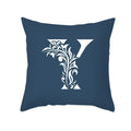 Ornate navy blue letter pillowcase – living room crown cushion cover