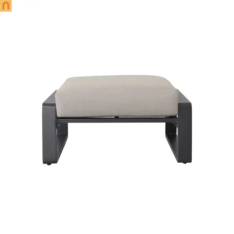 Outdoor Ottoman Aluminum Light Brown Cushion Modern Set of 2