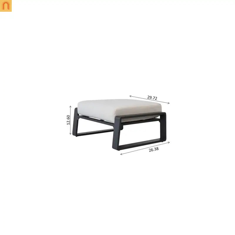 Outdoor Ottoman Aluminum Light Brown Cushion Modern Set of 2