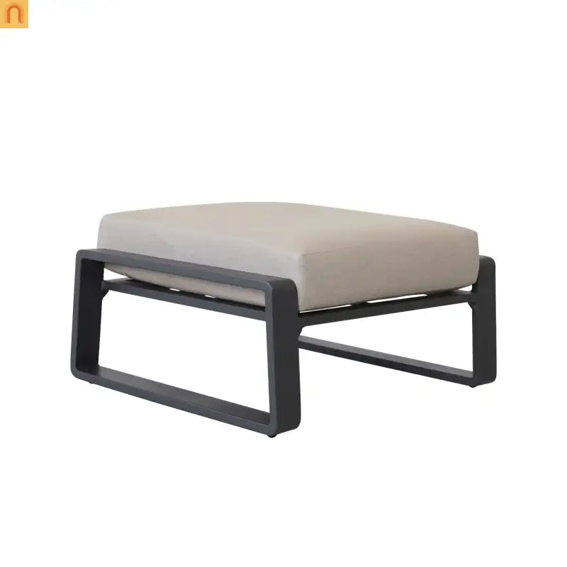 Outdoor Ottoman Aluminum Light Brown Cushion Modern Set of 2