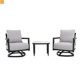 Outdoor Conversation Set Aluminum Sintered Stone Black 3 Piece Swivel