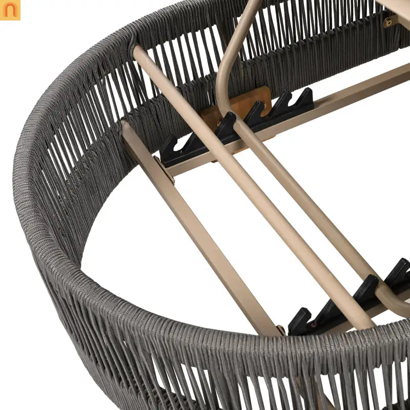 Outdoor Lounge Chair Set Acacia Wood Gray Rope 4 Piece 5 Position 800 LB