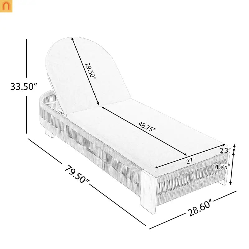 Outdoor Lounge Chair Set Acacia Wood Gray Rope 4 Piece 5 Position 800 LB