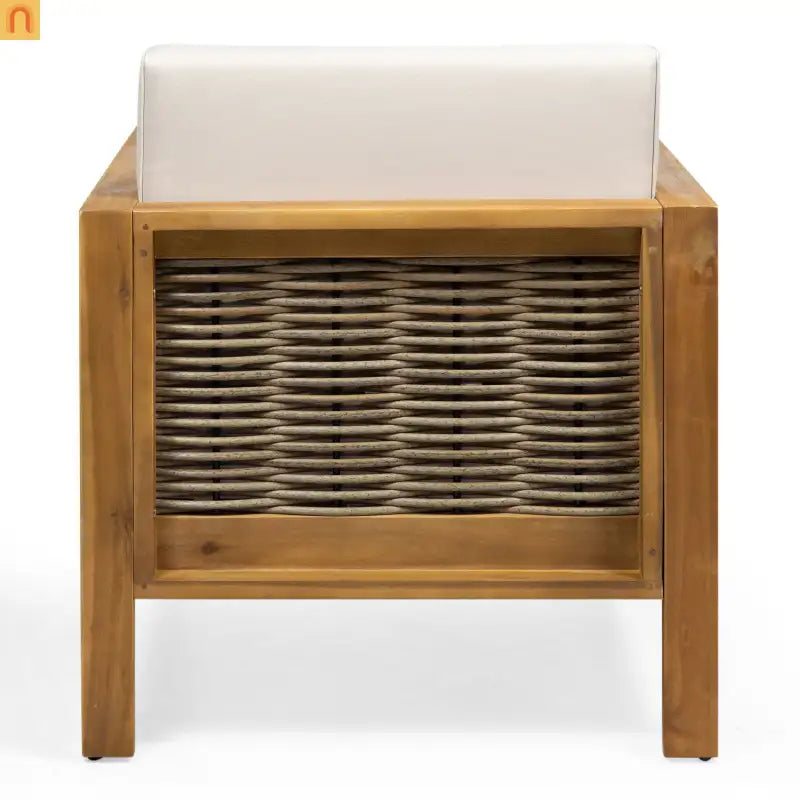 Outdoor Club Chair Set Acacia Wood Wicker Teak Beige Set of 2