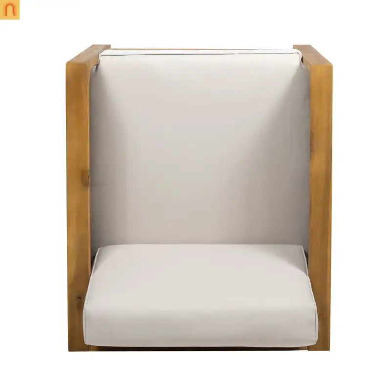 Outdoor Club Chair Set Acacia Wood Wicker Teak Beige Set of 2
