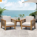 Outdoor Club Chair Set Acacia Wood Wicker Teak Beige Set of 2