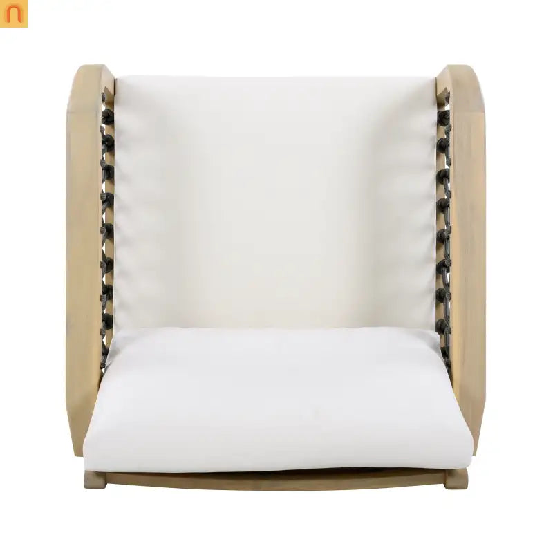 Outdoor Club Chair Acacia Wood Rope Light Teak Cream Cushion