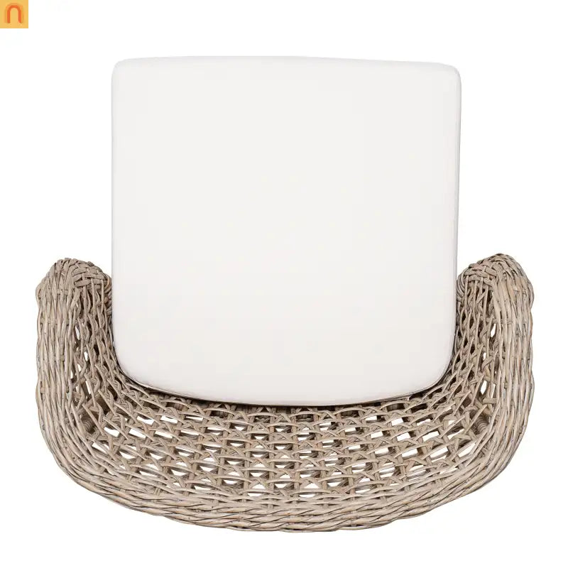 Outdoor Bar Stool Acacia Wood Wicker Back Teak Beige Cushion Set of 2