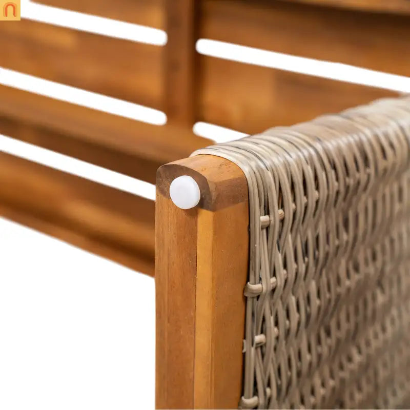 Outdoor Bench Acacia Wood Wicker Legs Teak Brown 57in