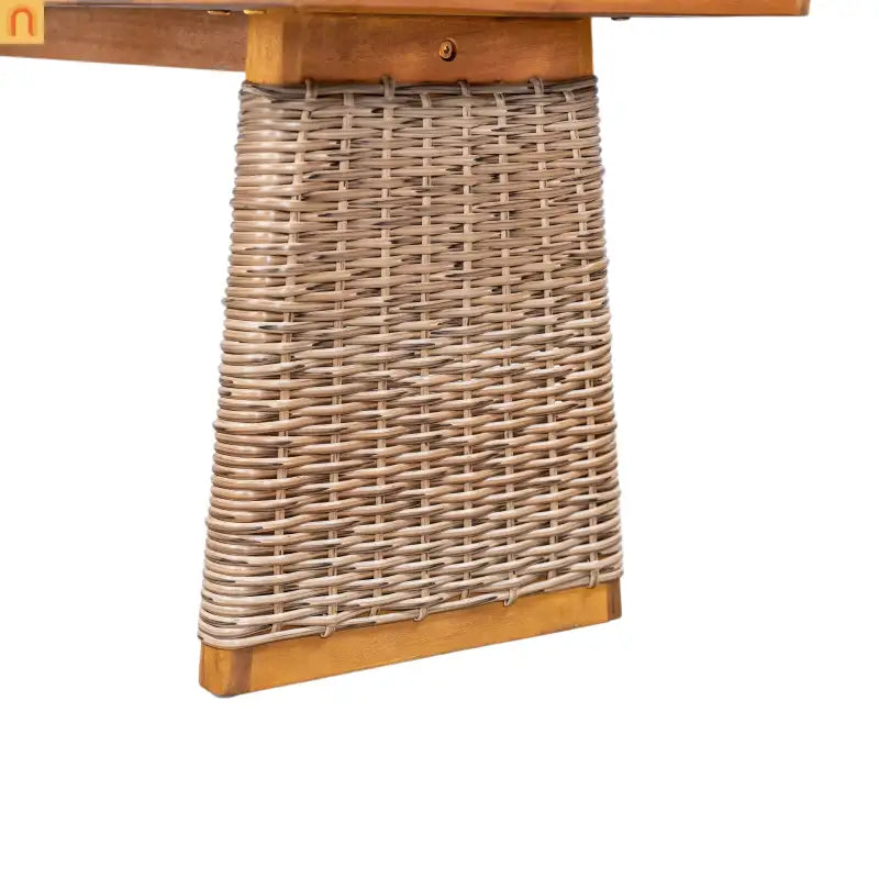 Outdoor Bench Acacia Wood Wicker Legs Teak Brown 57in