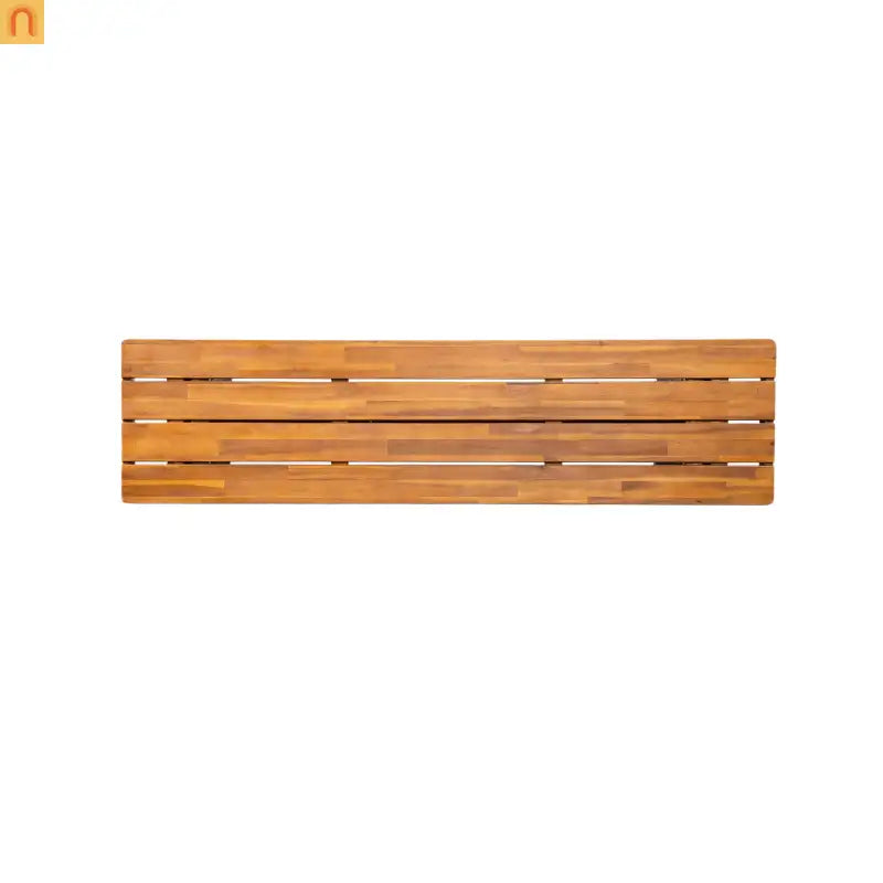 Outdoor Bench Acacia Wood Wicker Legs Teak Gray 57in Set of 2