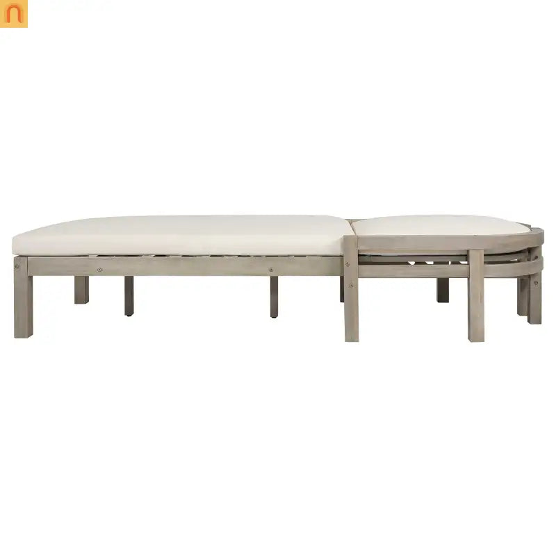 Outdoor Lounge Chair Acacia Wood Gray Arched Back 5 Position 78.2in