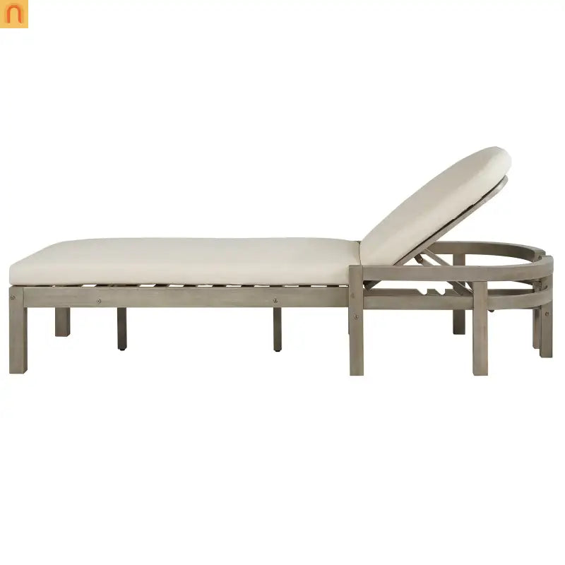 Outdoor Lounge Chair Acacia Wood Gray Arched Back 5 Position 78.2in