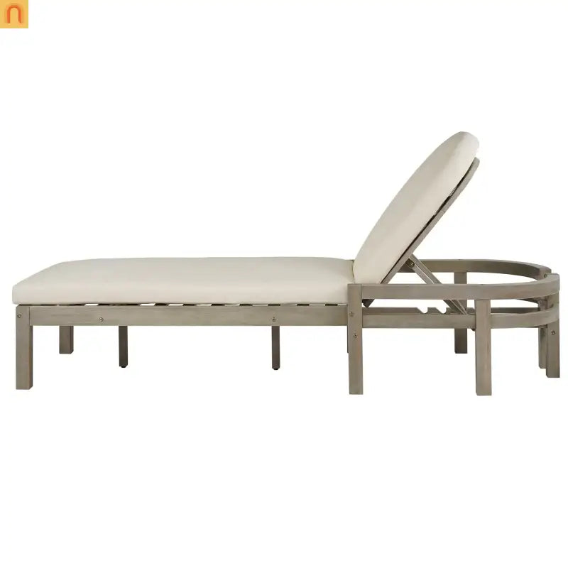 Outdoor Lounge Chair Acacia Wood Gray Arched Back 5 Position 78.2in