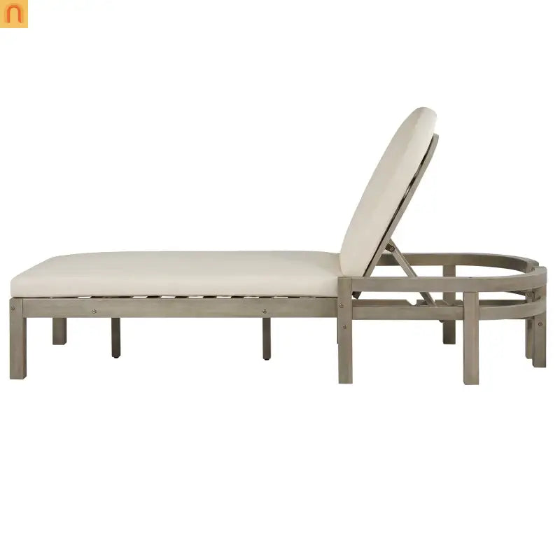 Outdoor Lounge Chair Acacia Wood Gray Arched Back 5 Position 78.2in