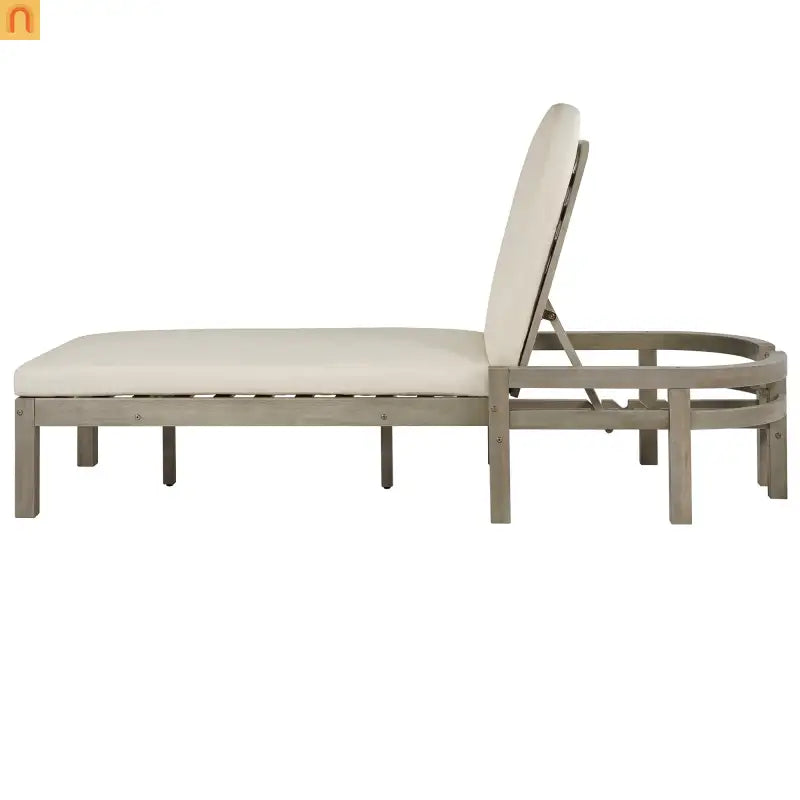 Outdoor Lounge Chair Acacia Wood Gray Arched Back 5 Position 78.2in