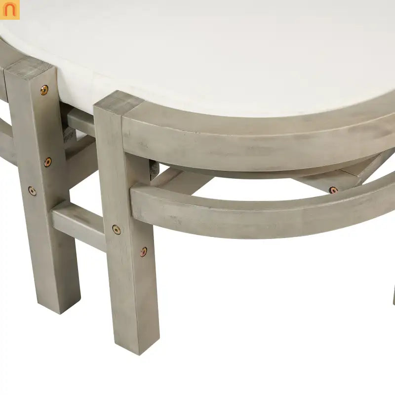 Outdoor Lounge Chair Acacia Wood Gray Arched Back 5 Position 78.2in