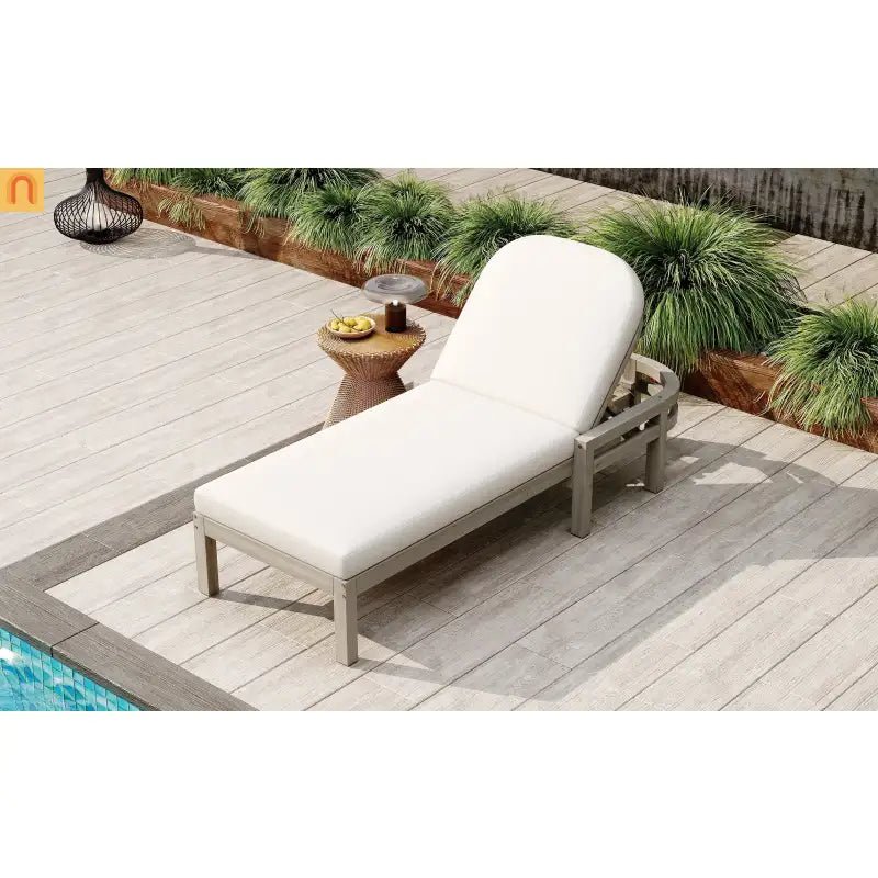 Outdoor Lounge Chair Acacia Wood Gray Arched Back 5 Position 78.2in