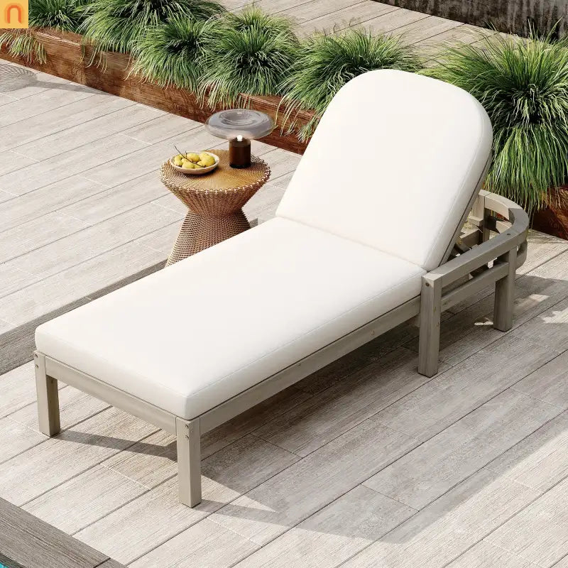 Outdoor Lounge Chair Acacia Wood Gray Arched Back 5 Position 78.2in