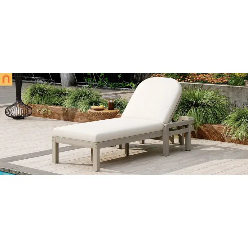 Outdoor Lounge Chair Acacia Wood Gray Arched Back 5 Position 78.2in