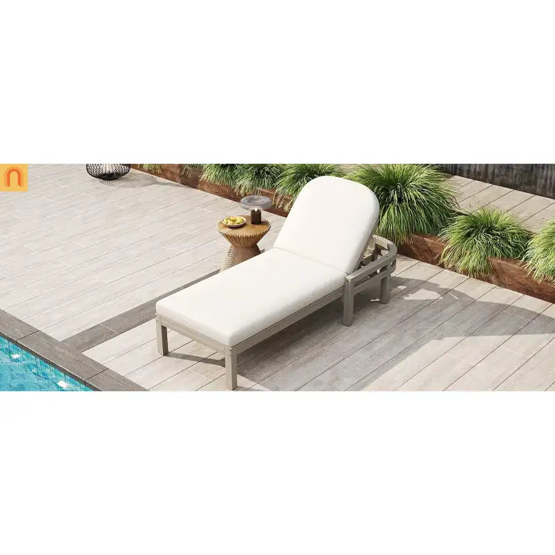 Outdoor Lounge Chair Acacia Wood Gray Arched Back 5 Position 78.2in