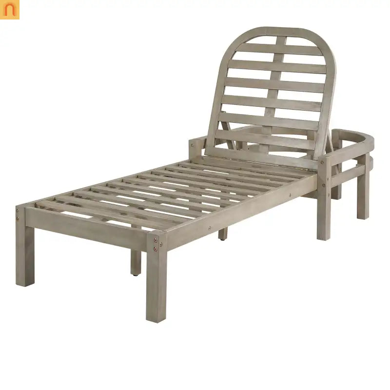 Outdoor Lounge Chair Acacia Wood Gray Arched Back 5 Position 78.2in