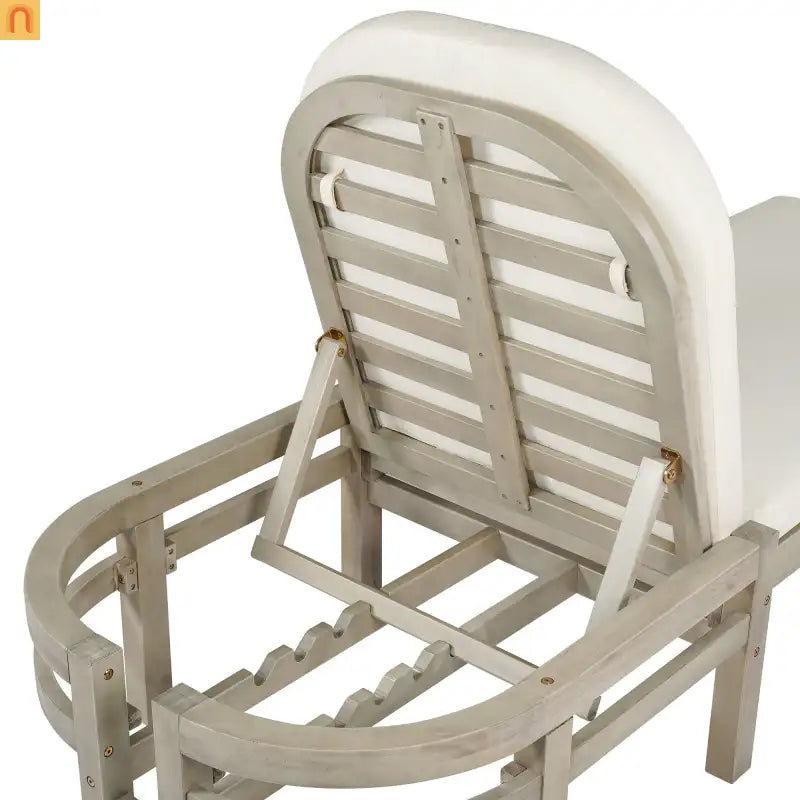 Outdoor Lounge Chair Acacia Wood Gray Arched Back 5 Position 78.2in