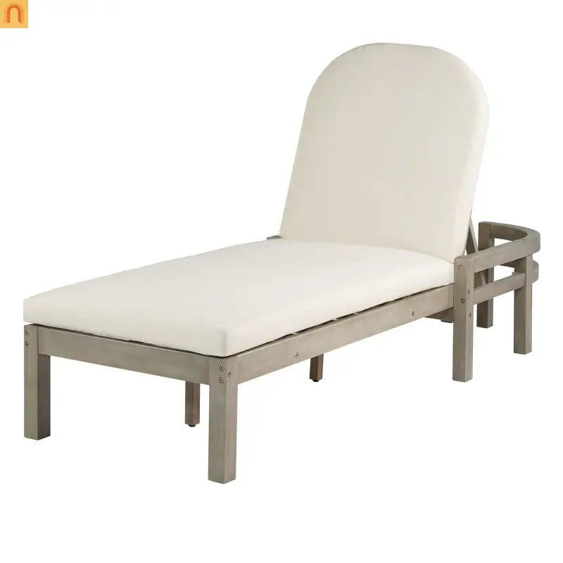 Outdoor Lounge Chair Acacia Wood Gray Arched Back 5 Position 78.2in