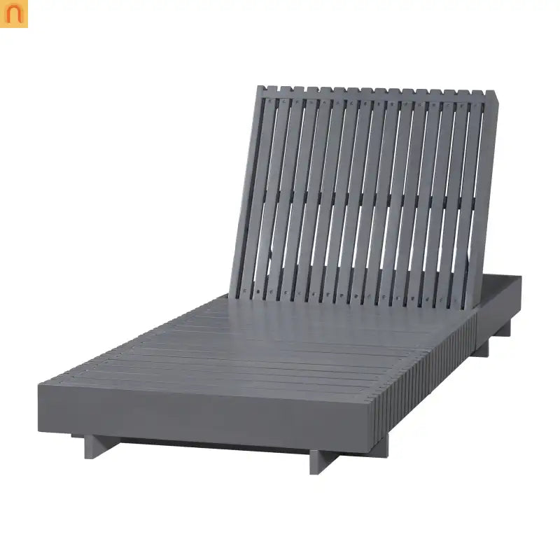 Chaise Lounge Acacia Wood Dark Gray Cream Cushion 6 Position 3-Fold