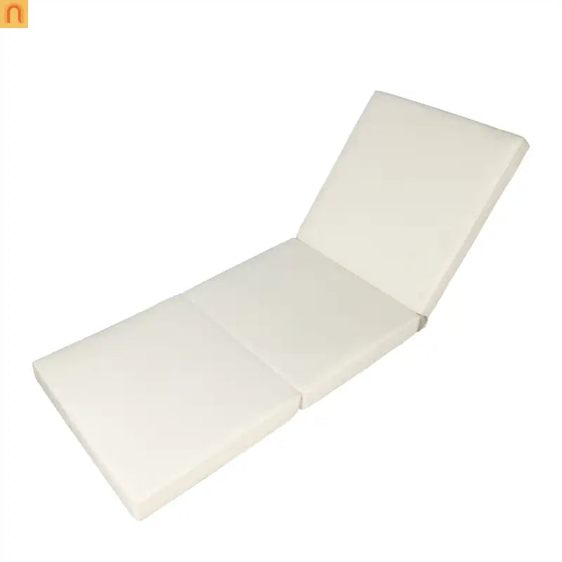 Chaise Lounge Acacia Wood Dark Gray Cream Cushion 6 Position 3-Fold
