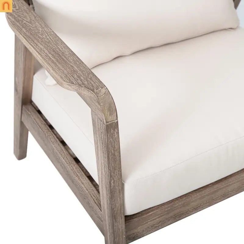 Outdoor Club Chair Acacia Wood Light Brown Deep Seat 400 LB 28.5in
