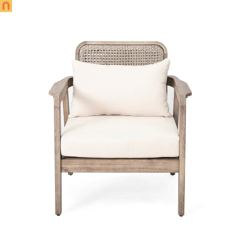 Outdoor Club Chair Acacia Wood Light Brown Deep Seat 400 LB 28.5in