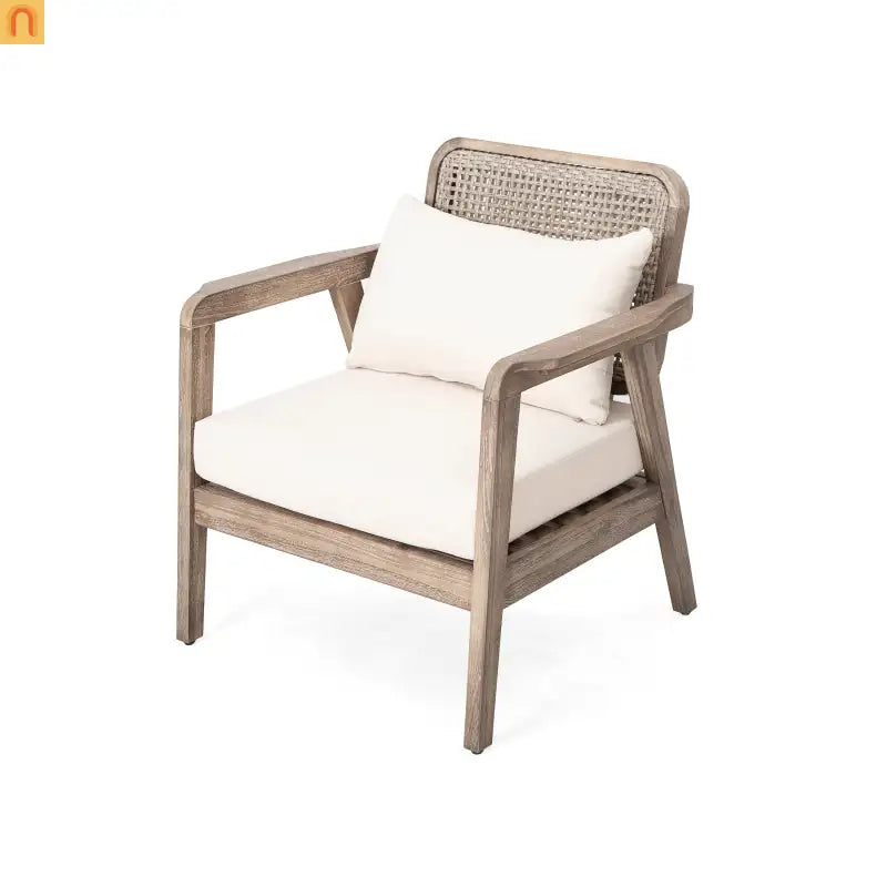 Outdoor Club Chair Acacia Wood Light Brown Deep Seat 400 LB 28.5in