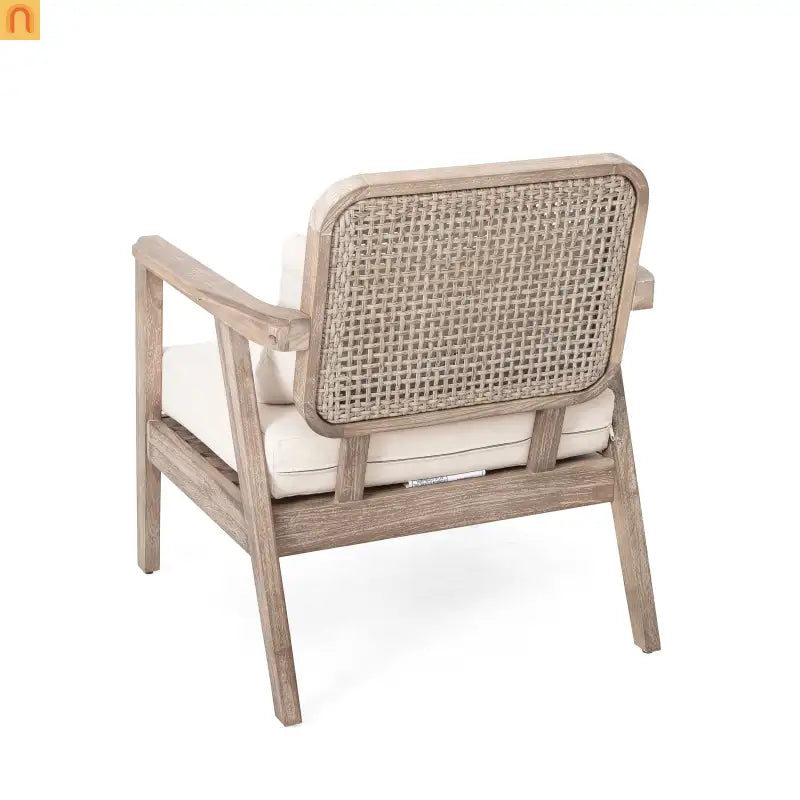 Outdoor Club Chair Acacia Wood Light Brown Deep Seat 400 LB 28.5in