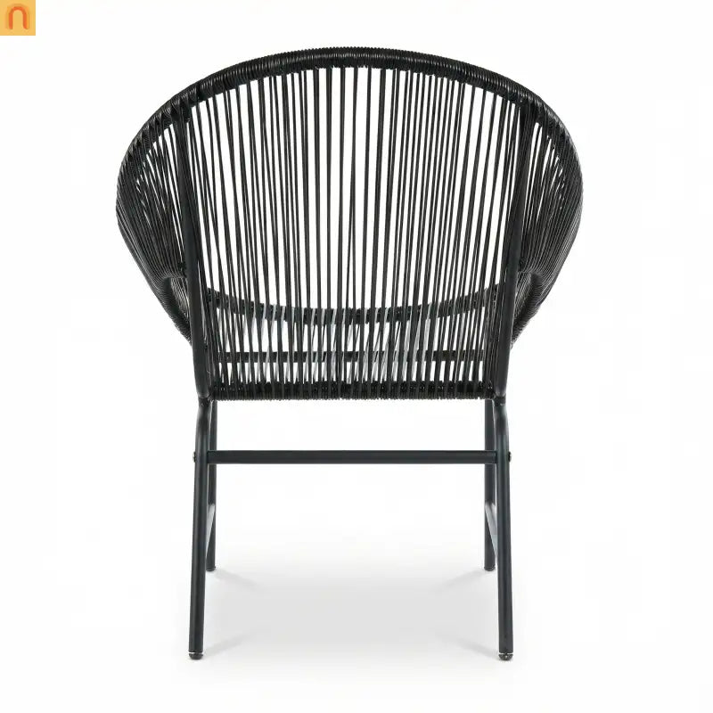 Outdoor Chair PE Rattan Iron Black Curved UV Resistant Set of 2