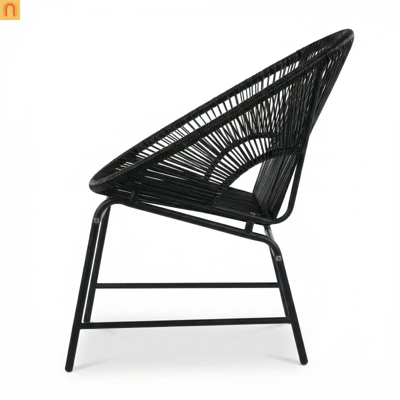 Outdoor Chair PE Rattan Iron Black Curved UV Resistant Set of 2